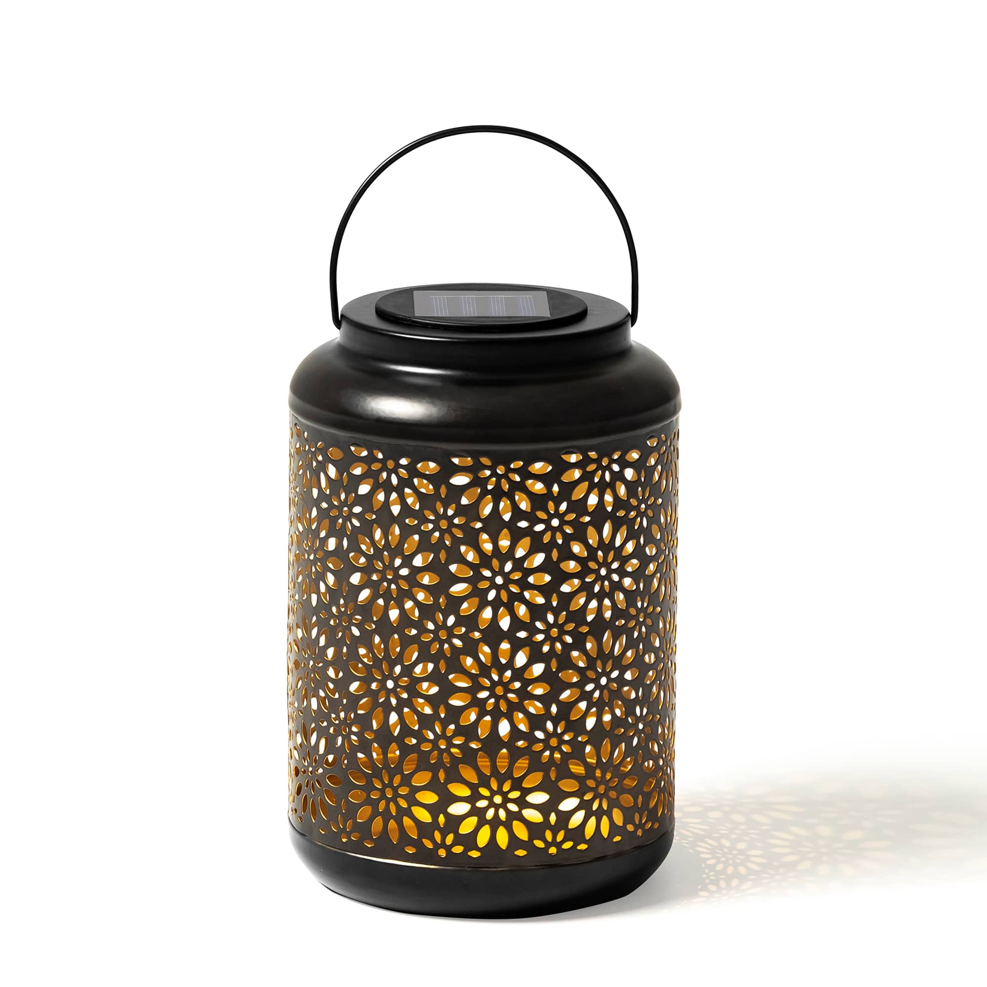 Glitzhome® 8.5" Flower Cutout Solar Powered Hanging Lantern